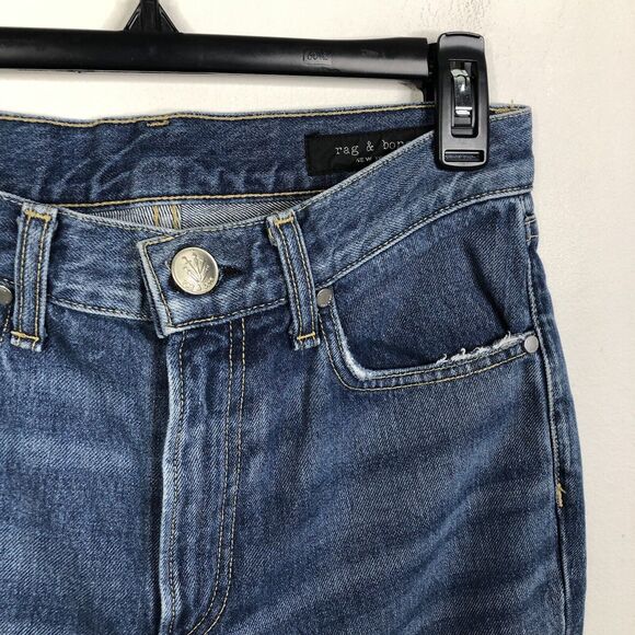 Rag & Bone Womens Size 26 High Rise Distressed Ankle Skinny Blue Jeans In Pamela - Picture 7 of 10
